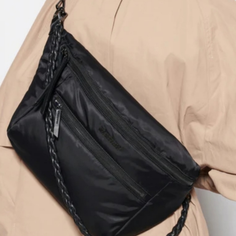 NWT MZ Wallace Crossbody  Bowery Sling Bag in Black Rec Air D & Black Hardware